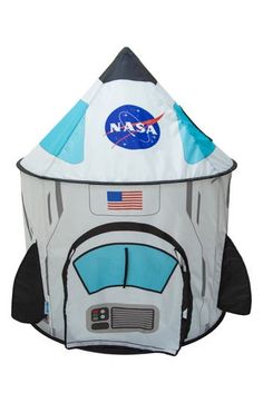 an inflatable space capsule with the nasa logo on it's front and side