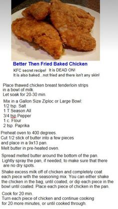 a recipe for fried chicken on a plate