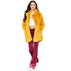 Faux Fur Coat/Women’s Faux Fur Coat with Lapel and Pockets | Wazzi's Wear Long Faux Fur Coat, Maxi Dresses Casual, Faux Fur Coat