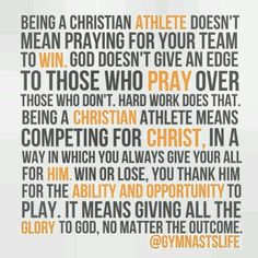 an orange and white poster with the words being a christian athlete doesn't mean praying for