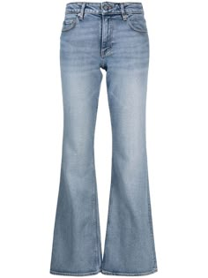 GANNI Iry Flared Jeans - Farfetch Farfetch Jeans, Light Flare Jeans, Low Raise Jeans, Light Blue Bootcut Jeans, Light Blue Flare Jeans, Jeans Png, Fall Thrift, Blue Flared Jeans, Pretty Pants