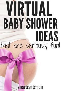 a pregnant belly with pink ribbon around it and the words virtual baby shower ideas that are seriously fun