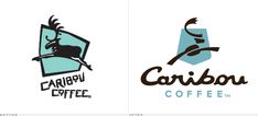 the logos for various coffees are shown in three different colors and sizes, including one blue