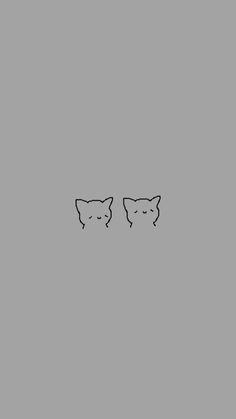 two cats that are standing next to each other on a gray background with black outline