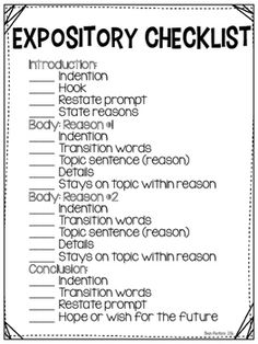 an expoptory checklist is shown in black and white