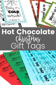 hot chocolate christmas gift tags with the words hot chocolate on them