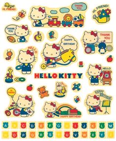 the hello kitty stickers are all different colors