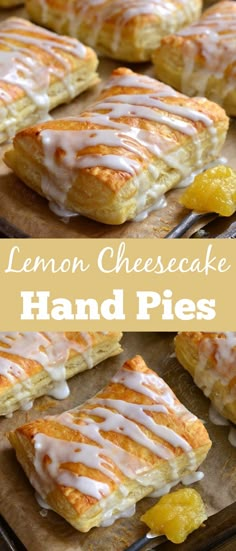 lemon cheesecake hand pies on a baking sheet