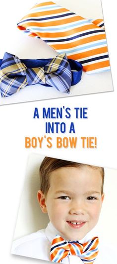 DIY: How to make a boy's bow tie out of a man's neck tie. Make A Bow Tie, Make A Bow, Boys Bow Ties, Mens Tie, Men's Tie, Neck Ties, Mens Neck Ties, Sewing For Kids, Hendrix