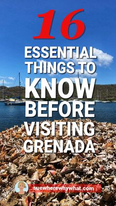 rocks and water with the words 16 essential things to know before visiting grenada