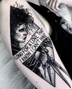 a woman with a tattoo on her arm has scissors in her hand and the words, whatever to be known can change