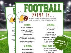 a football drink list is shown on the field