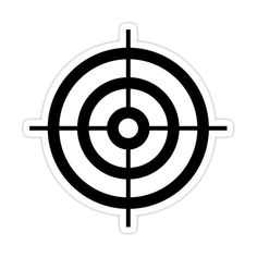 a black and white target icon on a white background