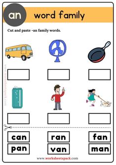 an english worksheet with words and pictures to help students learn the word family