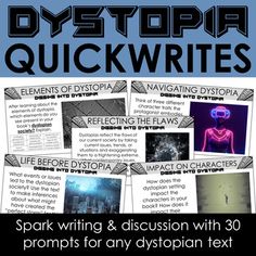 some type of writing and discussion with the words dystopia quick writes