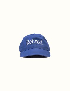 Retired Hat Blue (SP 24) Creative Department Hat, Hat Merchandising Ideas, Men’s Trucker Hat Outfit, Cool Baseball Hats, Cool Caps Hat, Merch Hats, Hats Classy, Hat Design Ideas, Trucker Hat Aesthetic