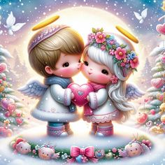 two children are hugging each other in the snow