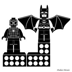 the lego batman and catwoman are standing on top of each other