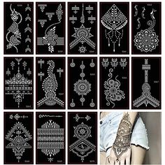 many different designs are shown in black and white, with the same design on them