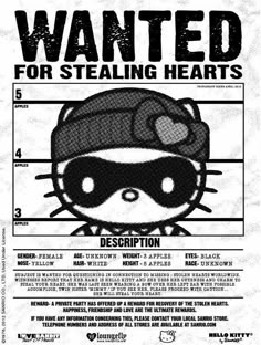 the wanted poster for an upcoming concert with hello kitty and her name is written on it