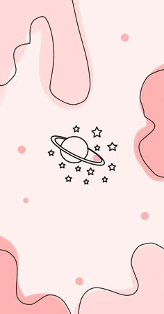 a pink background with stars and planets on it