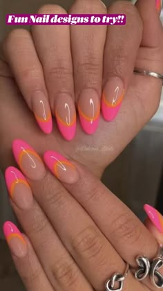 Fun Nail Designs, Summer Nail Colors, Punk Nails, Simple Acrylic Nails, Summer Acrylic Nails, Pink Acrylic Nails, Oval Nails