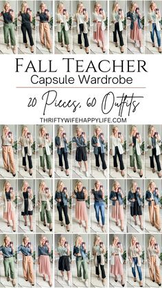 Affordable Teacher Capsule Wardrobe for Fall 2023 - Thrifty Wife Happy Life Capsule Wardrobe Teacher, Teacher Wardrobe Capsule, Teacher Capsule Wardrobe, Cute Teacher Outfits, 60 Outfits, Teacher Outfits Fall, Teacher Wardrobe, Capsule Wardrobe Work, Teaching Outfits