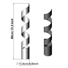 three different sizes of spirals are shown in the diagram, one is black and white