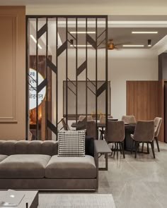 a living room filled with furniture next to a wooden wall mounted clock on the wall