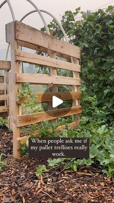 a wooden sign that says when people ask me if my pallet trelliss really work