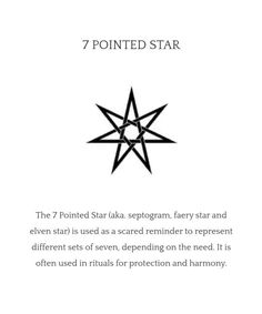 the seven pointed star is shown in black and white, with an explanation below it