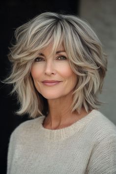 Medium Hairstyles Layers, Medium Length Hair For Older Women Over 50 Layered Haircuts, Medium Length Hair Styles With Bangs And Layers Face Framing, Medium Length Haircut Over 50, Very Layered Hair Medium Over 50 Layers, Edgy Short Hair For Women Over 50, Blonde Shag, Bob With Layers, Short Messy Haircuts