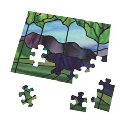 the puzzle pieces are arranged to look like animals