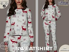 The Sims Resource - SET 379 - Pajama Sweatshirt Sims 4 Christmas Cc Clothes, Sims 4 Men Clothing, Sims Clothes, Sims 4 Dresses