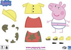 peppa pig cut outs are shown in various shapes and sizes, including the shirt