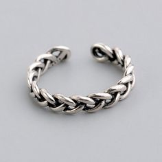 Made with sterling silver. The ring is open. Adjustable. Please adjust it gently. Width: 3mm Ring diameter: 17mm(adjustable) Silver Chain Ring, Silver Braided Ring, Ring Party Jewelry, Abstract Jewelry, Layered Rings, Gothic Vintage, Braided Ring, Rock Jewelry, Gold Band Ring