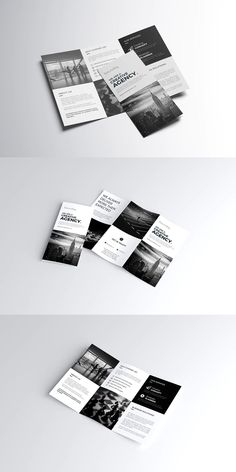 three fold brochure mockup with black and white images