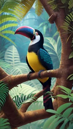 a colorful bird sitting on top of a tree branch