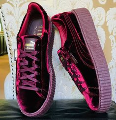 PUMA BY RIHANNA VELVET CREEPER BURGUNDY SHOES  SZ US M 10 / EUR 43 #PUMA #AthleticSneakers Velvet Creepers, Burgundy Shoes, Puma Platform Sneakers, Sneaker Brands, Athletic Sneakers, Creepers, New Shoes, Rihanna, Puma Sneaker