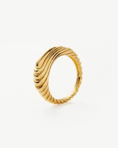 Wavy Ridge Stacking Ring. This Everyday Stacking Ring Features Twisted Ridge Detailing with a Tapered Design, Inspired by the Ripples of the Ocean. Team with More Stacking Rings for an Instant Ring Stack. Metal: 18Ct Recycled Gold Plated on Recycled Sterling Silver Width: 6. 5mm X 3 mm Weight: 3. 55g Product Code: Wr-G-R1-Ns Twisted Ring, Ring Stack, Silver Stacking Rings, Star Earrings Stud, Demi Fine Jewelry, Gold Price, Recycled Gold, Pearl Stud Earrings, Ring Size Guide