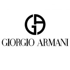 a black and white logo with the word giordio armani on it's side