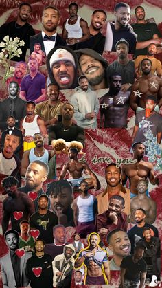 a collage of black men and women with hearts on their chests, all smiling