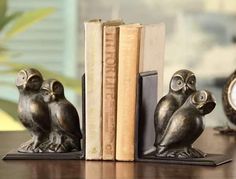 Loving Owls Bookends By SPI Home | Bookends | Modishstore Owl Bookends, Owl Books, Iron Accents, Book Ends, Reading Material, White Home Decor, Cheap Decor, 7 H, Home Decor Styles