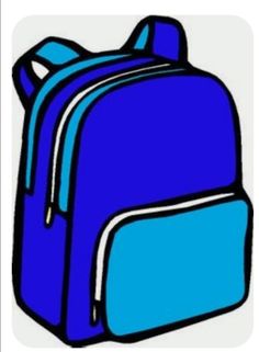 a blue backpack with white trim on the front and bottom part is shown in color