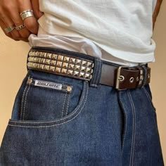 Y2k 2000s Classic Pyramid Studded Brown And Silver Goth Emo Belt These Belts Are Unisex :)! 3 Rows Of Silver Studs Are Perfectly Finished 1.5w X 44inl Brand New Belts 2000s, Alt Belt, Studded Belt Outfit, 2000s Belt, Thick Belts, 2000s Accessories, 2000s Inspired Outfits, Buffalo 66, Stud Belt