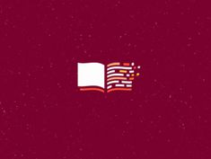 an open book on a red background with the word's logo above it,