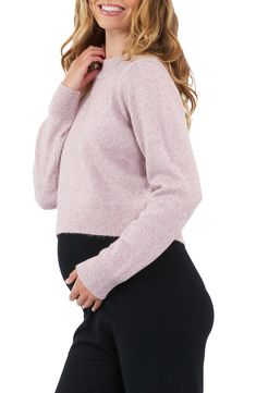 Keep your look perfectly polished with this mock-neck sweater fashioned in a cropped length that makes nursing a breeze. Mock neck 50% polyester, 46% viscose, 4% nylon Hand wash, dry flat Imported Nursing Sweater, Maternity Brands, Cropped Knit Sweater, Maternity Lingerie, Fully Fashioned, Nursing Dress, Maternity Nursing, Petite Tops, Knit Pants