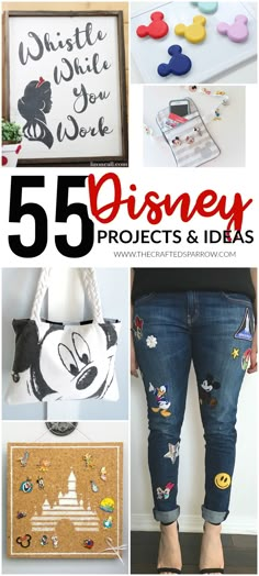 the cover of 55 disney projects and ideas is shown with images of mickey mouses