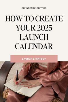 a woman sitting in a chair writing on a notebook with the words how to create your 205