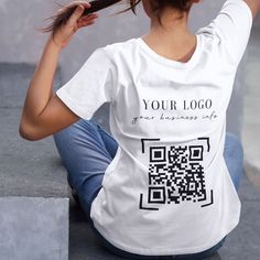 Business Branded T-Shirt w/ Logo, QR Code, Promotional, T Shirt Entrepreneur Boss Lady shirt Strong Confident Woman,  Empowerment  This unisex t shirt is made from 100% cotton and it's perfect for use in any type of marketing campaign. Our products are comfortable, easy to wash and iron, suitable for all weather conditions and the best choice! Add your business logo and link QR Code to business information such as website, social media, phone number, email, quotes, prices, etc... Comfortable, ea Business Shirt Ideas, Business Shirts Logo Ideas, Cotton T-shirt With Custom Text, Black Cotton T-shirt With Custom Logo, Black Cotton T-shirt With Custom Text, Women Entrepreneur Shirt, Business Owner Shirts, Email Quotes, Boss Lady Shirt